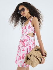 River Island Pink Cut Out Printed Mini Dress - Image 3 of 4
