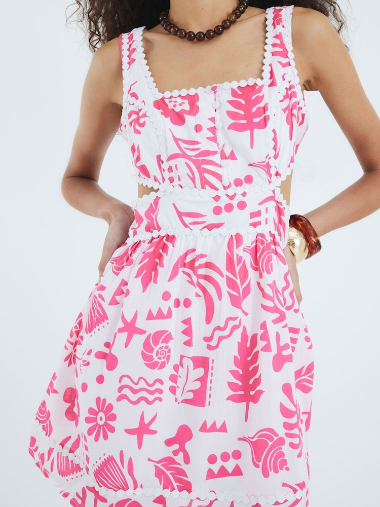 River Island Pink Cut Out Printed Mini Dress - Image 4 of 4