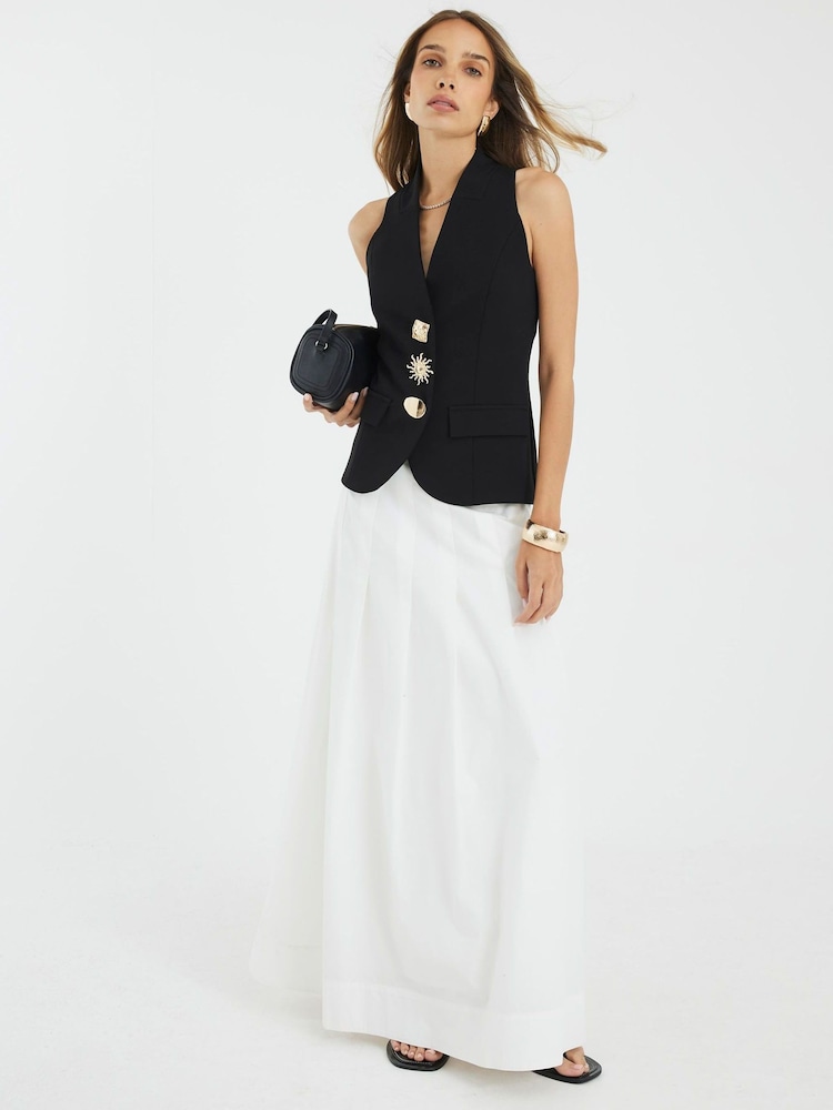 River Island Black Button Detail Waistcoat - Image 1 of 5