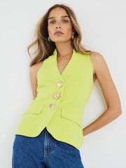 River Island Green Button Detail Waistcoat - Image 3 of 4