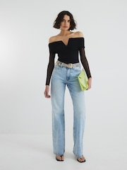 River Island Black Mesh Bardot Bodysuit - Image 4 of 6