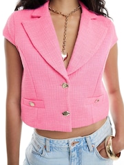 River Island Pink Boucle Jacket - Image 3 of 4