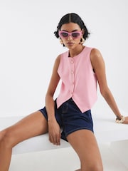 River Island Pink Cropped Waistcoat - Image 4 of 4