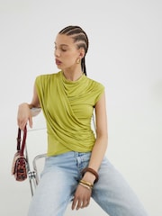 River Island Green Sleeveless Wrap Drape Top - Image 1 of 4
