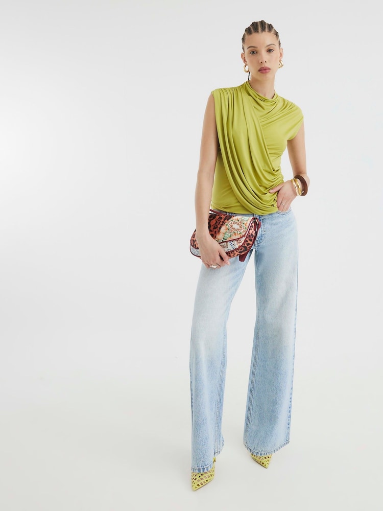 River Island Green Sleeveless Wrap Drape Top - Image 4 of 4