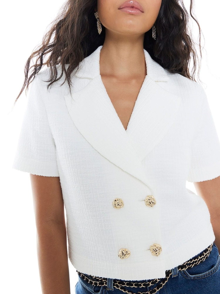 River Island White Boucle Jacket - Image 1 of 4 River Island White Boucle Jacket - Image 1 of 4