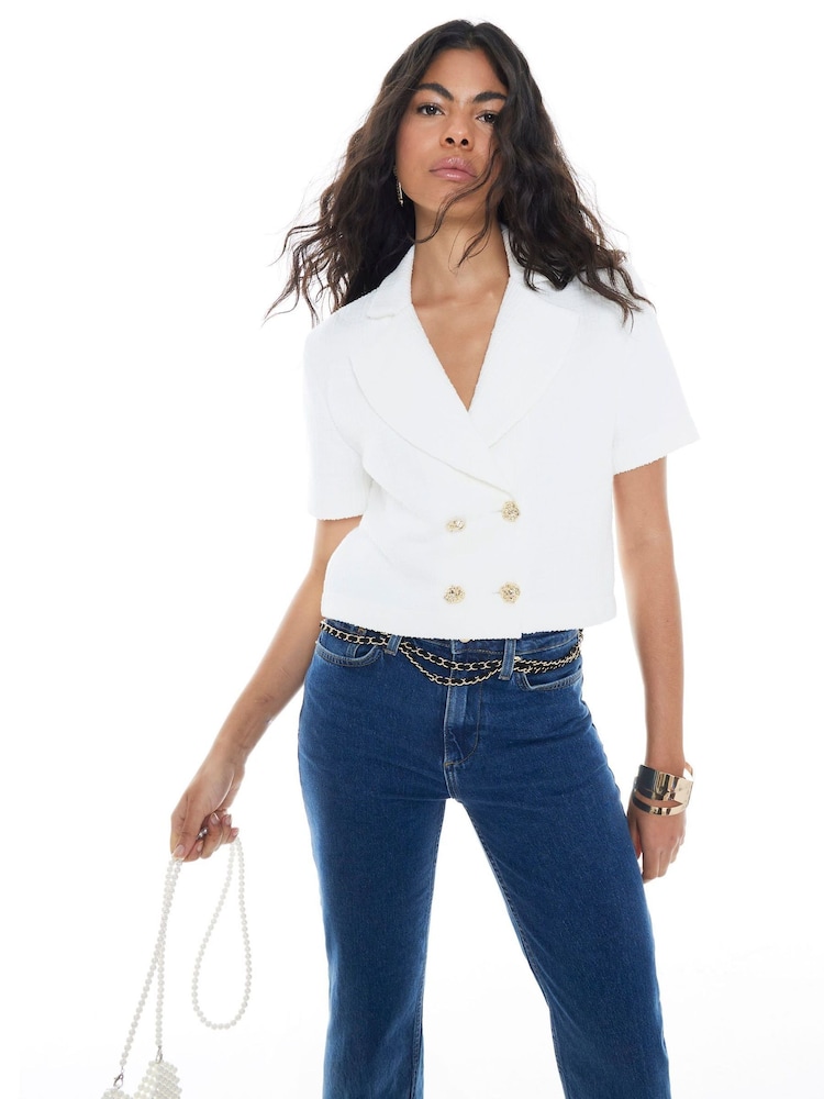 River Island White Boucle Jacket - Image 4 of 4 River Island White Boucle Jacket - Image 4 of 4