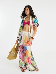 River Island Cream Tropical Print Trousers - Image 2 of 4