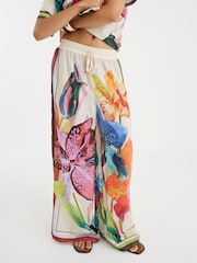 River Island Cream Tropical Print Trousers - Image 4 of 4