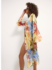 River Island Blue Printed Long Line Kimono - Image 2 of 4