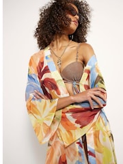 River Island Blue Printed Long Line Kimono - Image 4 of 4
