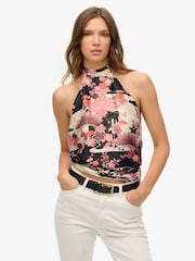 Superdry Pink Jacquard Halter Top - Image 1 of 6