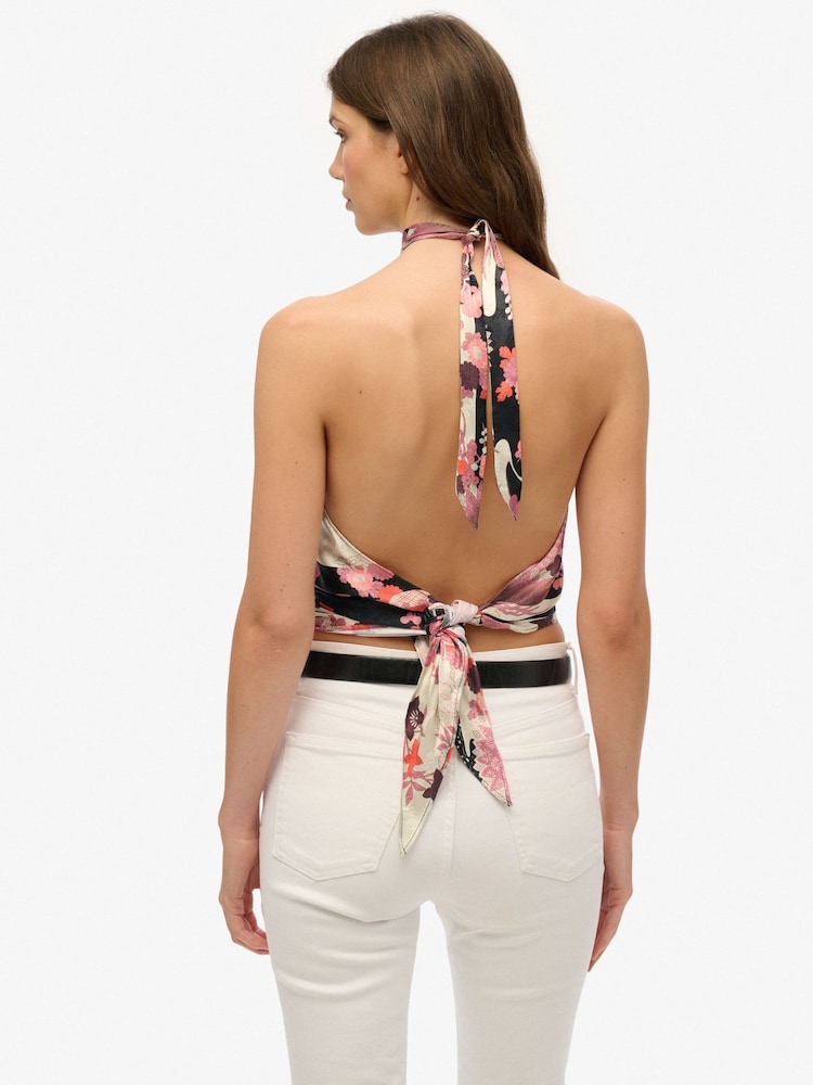 Superdry Pink Jacquard Halter Top - Image 2 of 6