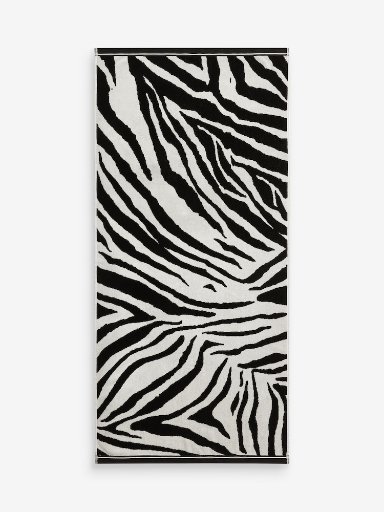 Zebra Monochrome Beach Towel 100% Cotton - Image 3 of 3