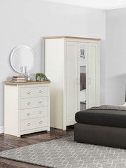Birlea Cream and Oak Highgate 3 Door Mirrored Effect Wardrobe - Image 2 of 3