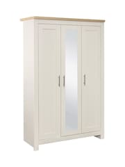 Birlea Cream and Oak Highgate 3 Door Mirrored Effect Wardrobe - Image 3 of 3