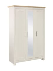 Birlea Cream and Oak Highgate 3 Door Mirrored Effect Wardrobe - Image 5 of 7