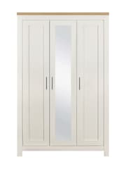 Birlea Cream and Oak Highgate 3 Door Mirrored Effect Wardrobe - Image 6 of 7