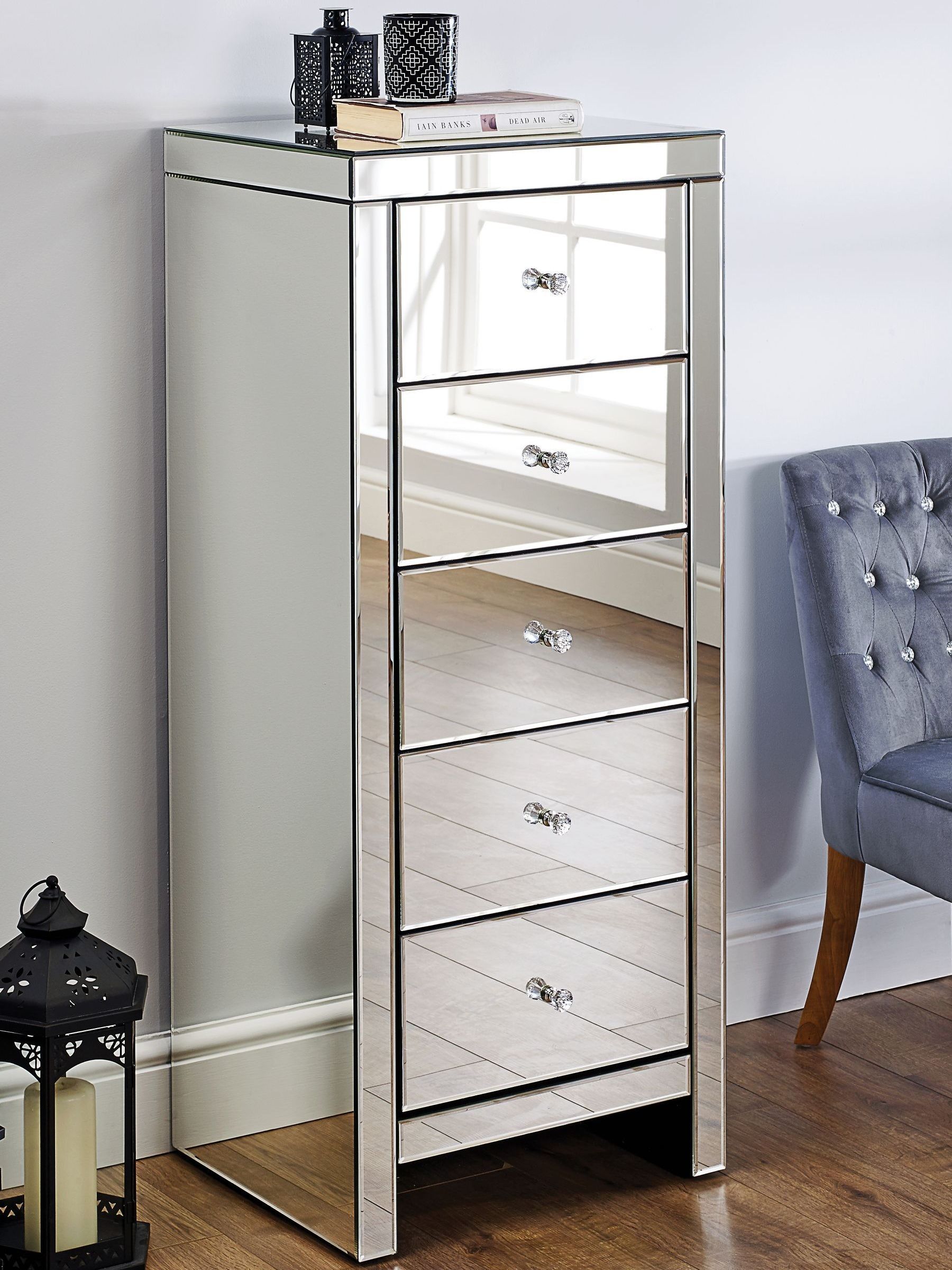 B&Q - Seville 5 Drawer Narrow Chest Mirrored - Image 5