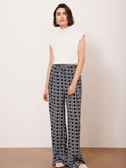 Mint Velvet Blue Printed Wide Leg Trousers - Image 6 of 8