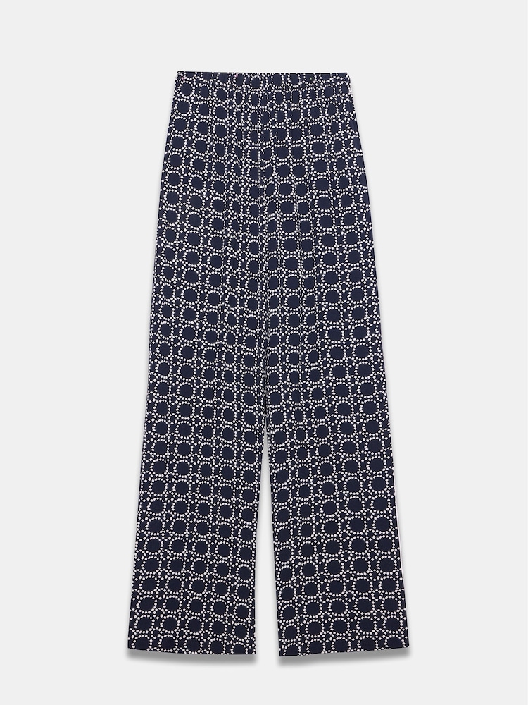 Mint Velvet Blue Printed Wide Leg Trousers - Image 8 of 8