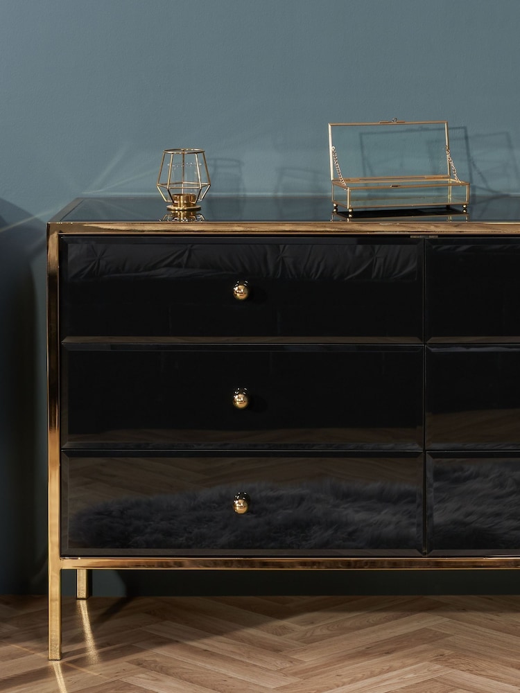 Birlea Black/Gold Fenwick 6 Drawer Chest - Image 1 of 4