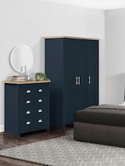 Birlea Navy Blue and Oak Highgate 3 Door Mirrored Effect Wardrobe - Image 2 of 3