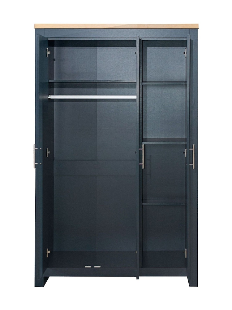Birlea Navy Blue and Oak Highgate 3 Door Mirrored Effect Wardrobe - Image 6 of 6