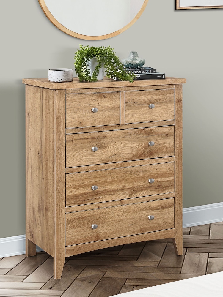 Birlea Oak Hampsted 3 + 2 Drawer Chest - Image 1 of 6