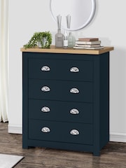 Birlea Navy Blue and Oak Highgate 4 Drawer Effect Chest - Image 1 of 3