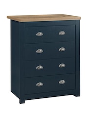 Birlea Navy Blue and Oak Highgate 4 Drawer Effect Chest - Image 3 of 3