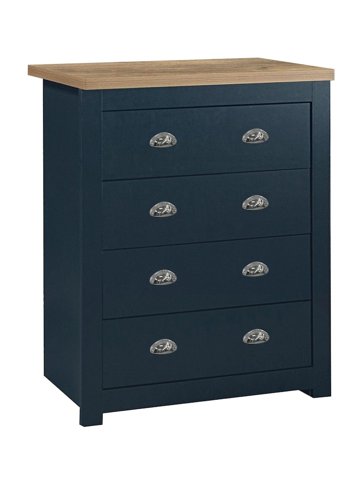 Birlea Navy Blue and Oak Highgate 4 Drawer Effect Chest - Image 3 of 3