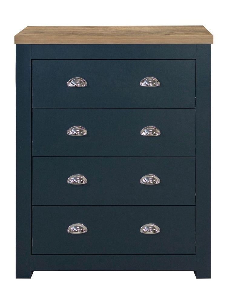 Birlea Navy Blue and Oak Highgate 4 Drawer Effect Chest - Image 6 of 6