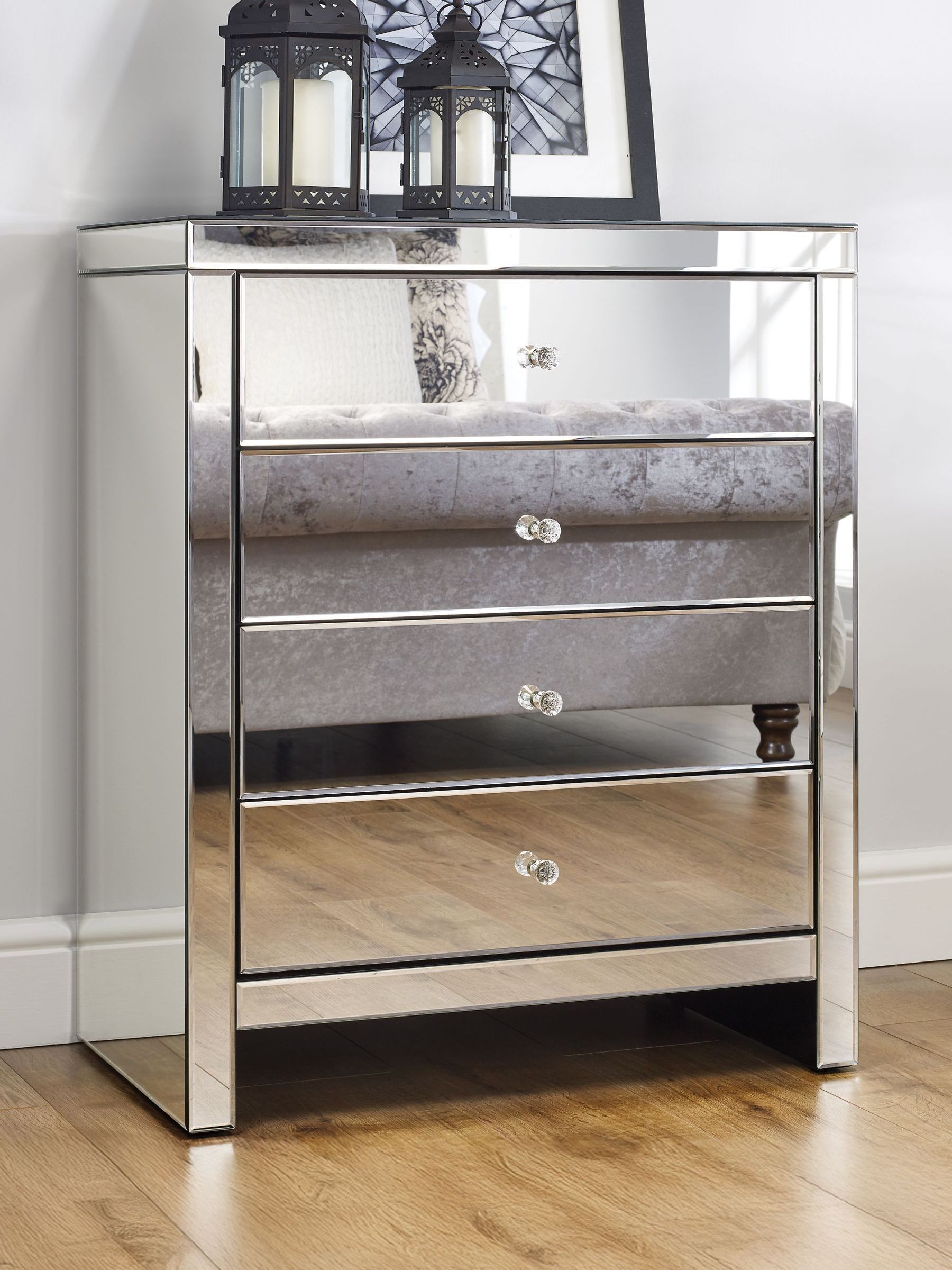 Birlea Seville 4 Drawer Chest - Glass - Image 8
