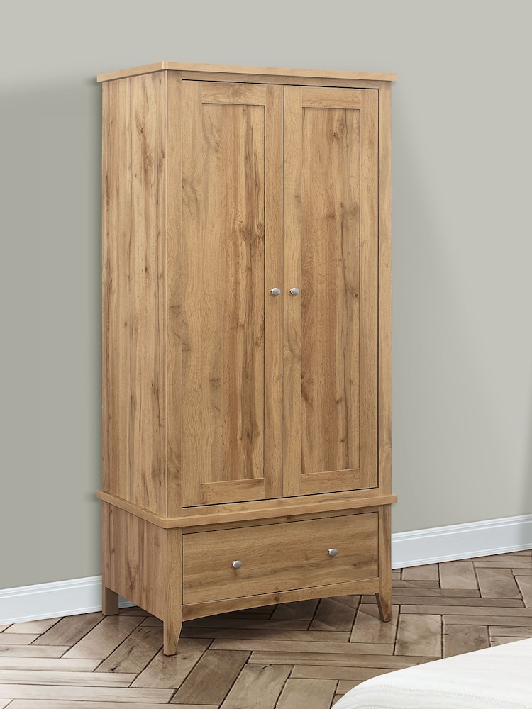 Birlea Oak Hampstead 2 Door 1 Drawer Wardrobe - Image 1 of 4