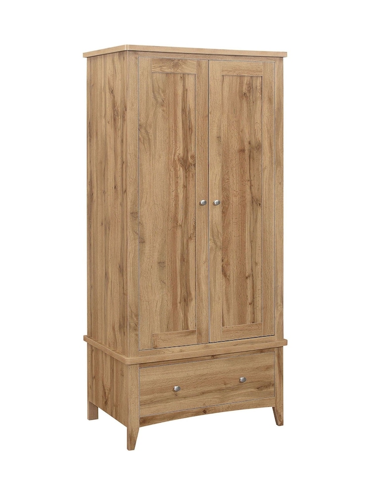 Birlea Oak Hampstead 2 Door 1 Drawer Wardrobe - Image 4 of 4