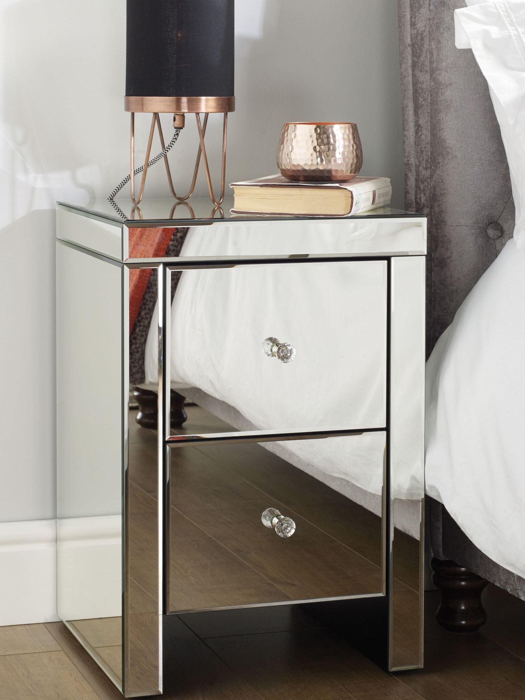 Birlea Unisex Mirror Seville 2 Drawer Bedside - Image 1