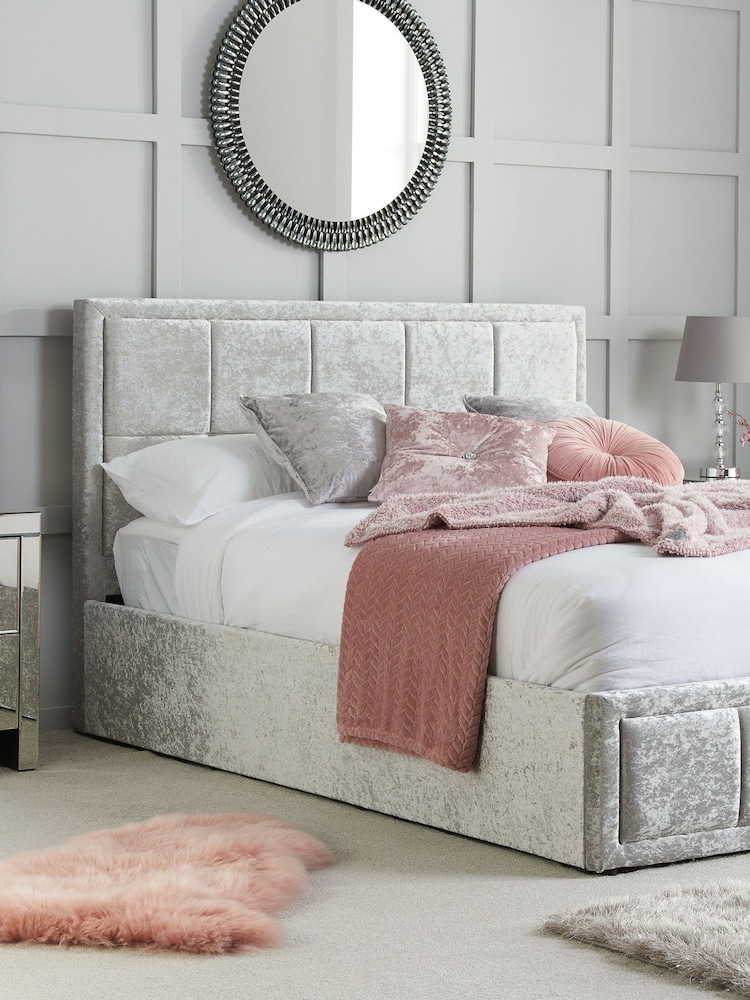 Birlea Steel Crushed Velvet Hannover Ottoman Storage - Image 1 of 6
