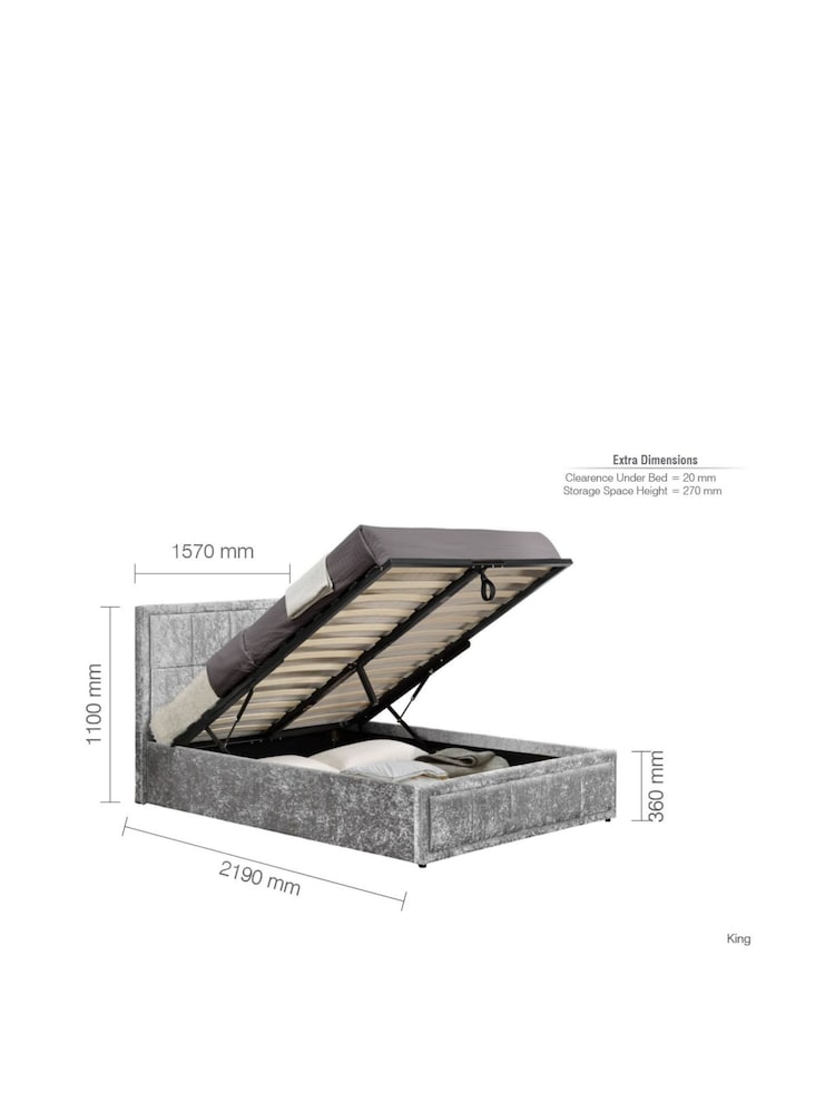 Birlea Steel Crushed Velvet Hannover Ottoman Storage - Image 11 of 11