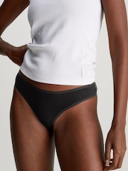 Calvin Klein Black Ideal Cotton Thongs 3 Pack - Image 1 of 4