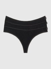 Calvin Klein Black Ideal Cotton Thongs 3 Pack - Image 4 of 4