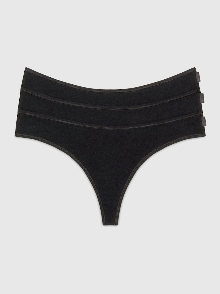 Calvin Klein Black Ideal Cotton Thongs 3 Pack - Image 4 of 4