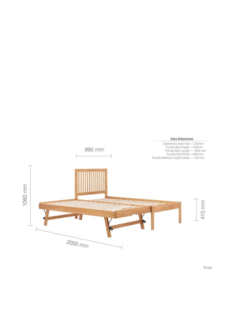 Birlea Honey Pine Buxton Trundle Bed - Image 9 of 9