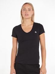 Calvin Klein Black Slim V-Neck T-Shirt - Image 1 of 5