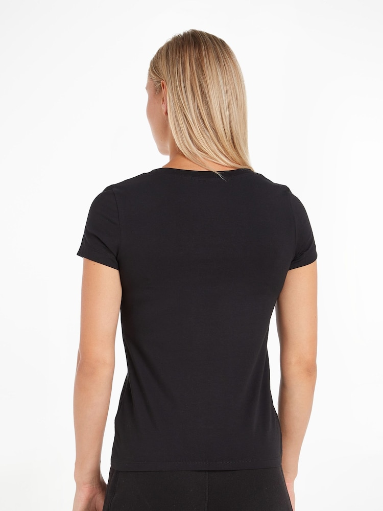 Calvin Klein Black Slim V-Neck T-Shirt - Image 2 of 5 Calvin Klein Black Slim V-Neck T-Shirt - Image 2 of 5