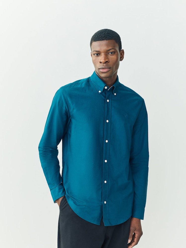 Teal Blue Regular Fit Long Sleeve Oxford Shirt - Image 1 of 2