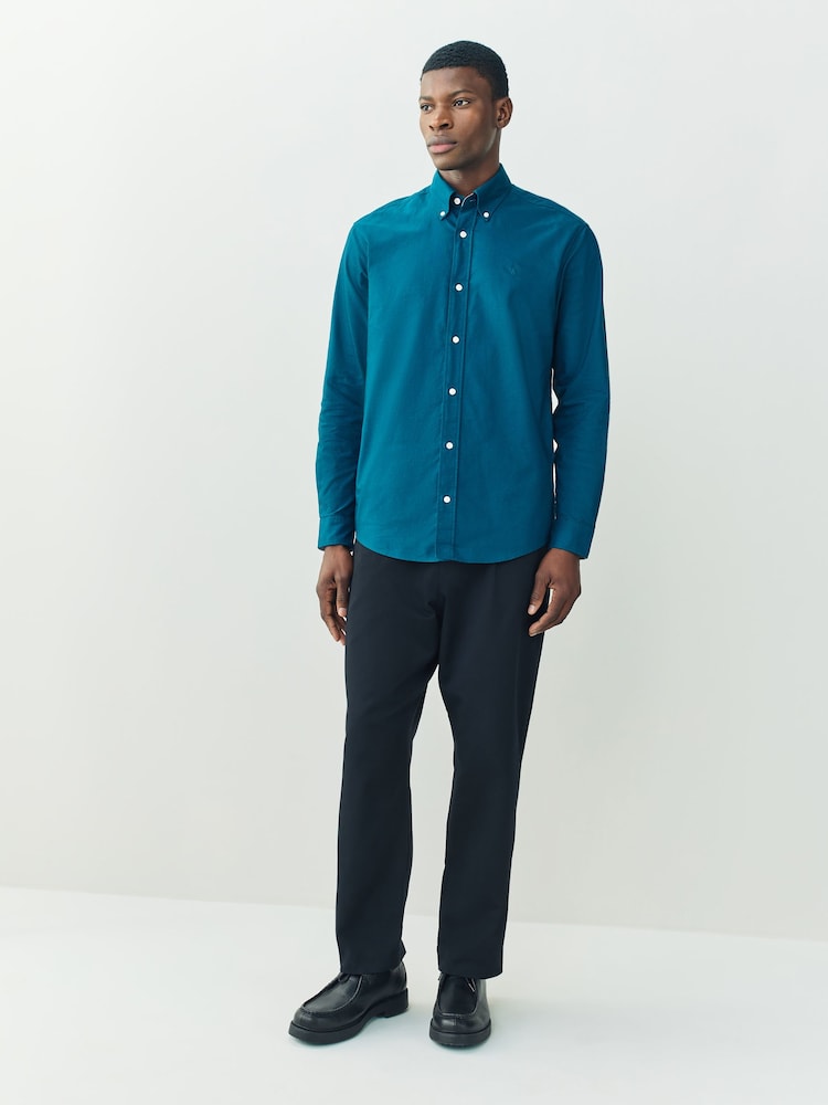 Teal Blue Regular Fit Long Sleeve Oxford Shirt - Image 2 of 2