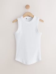 White Racer Ribbed Vest Top - Image 5 of 7