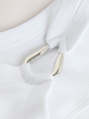 White/Silver Trim Hardware Detail Racer Ribbed Vest Top - Image 2 of 3