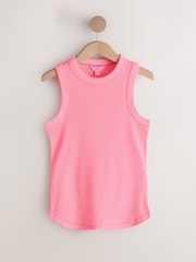 Fluro Pink/Blue/Orange Racer Ribbed Vest Top - Image 3 of 11